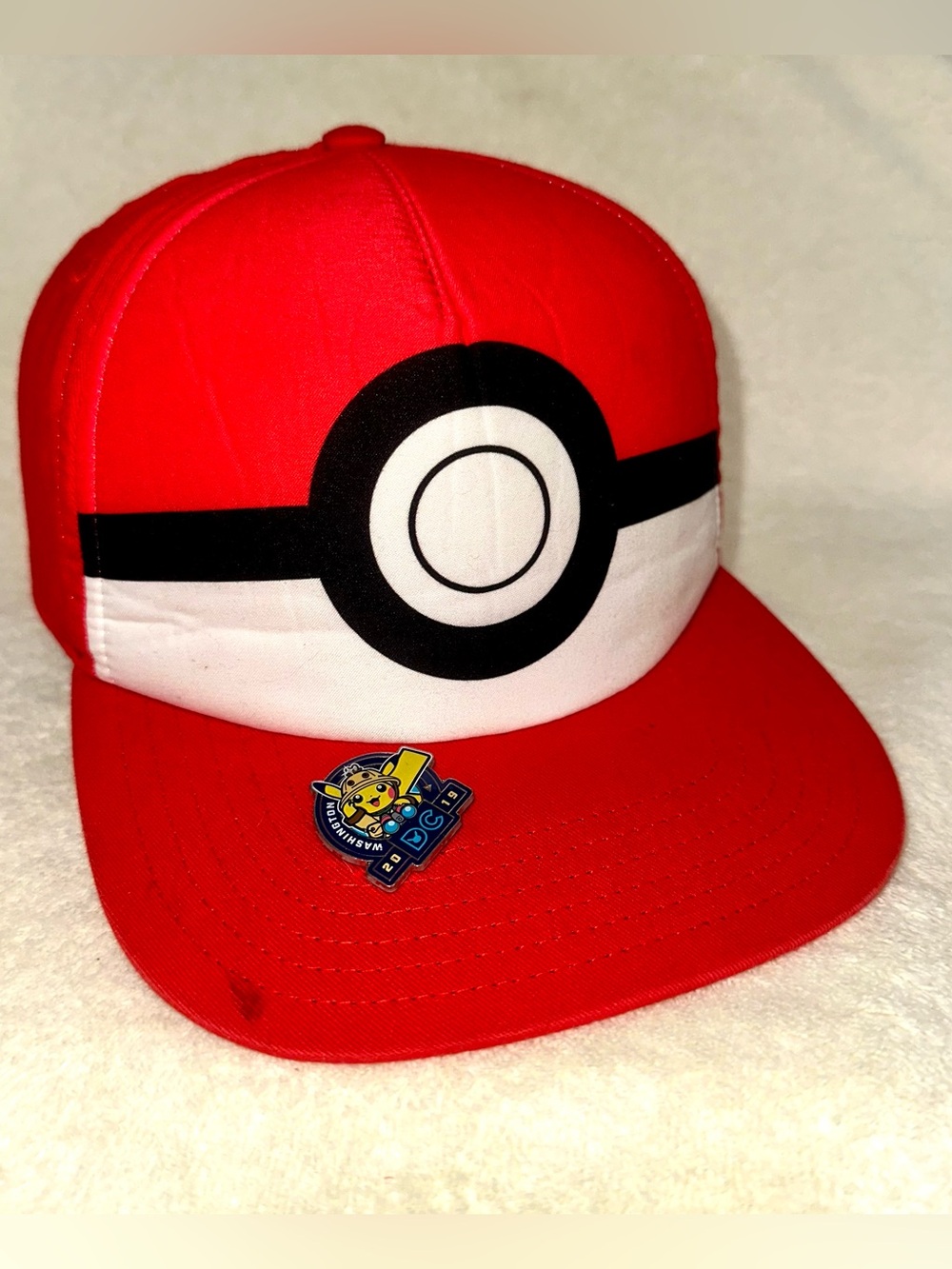 Pokemon Pokeball Youth Snapback Hat & Washington DC Pikachu Pin Bundle